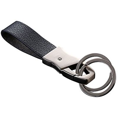 Cerbery ® Stijlvolle lederen sleutelhanger met ringen en geschenkdoos Sleutelhanger Auto Foto Graveren Ring Vrouw Man Gift, Zilver, M, Modern, zilver., Modern Cerbery ® Stijlvolle lederen sleutelhanger met ringen en geschenkdoos Sleutelhanger Auto Foto Graveren Ring Vrouw Man Gift, Zilver, M, Modern, zilver., Modern