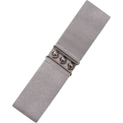 Ro Rox Brede elastische riem voor dames, hoge taille, retrostijl, vintage, stretchriem voor jurken, jaren 50, zilverkleurige of gouden gesp, zilver en zilver, Medium Medium Ro Rox Brede elastische riem voor dames, hoge taille, retrostijl, vintage, stretchriem voor jurken, jaren 50, zilverkleurige of gouden gesp, zilver en zilver, Medium Medium