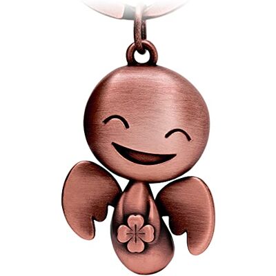 FABACH Gelukkige beschermengel sleutelhanger met klaverblad, geluksengel van metaal, geluksbrenger voor in de auto, gelukscadeau, Antiek roségoud, Europees FABACH Gelukkige beschermengel sleutelhanger met klaverblad, geluksengel van metaal, geluksbrenger voor in de auto, gelukscadeau, Antiek roségoud, Europees