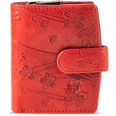 MATADOR Valencia MINI Kleine portemonnee voor dames Van leer Met elegante geschenkdoos Met RFID-blokker Luxe mini-portemonnee Veel kaartvakken Rode bloemen MATADOR Valencia MINI Kleine portemonnee voor dames Van leer Met elegante geschenkdoos Met RFID-blokker Luxe mini-portemonnee Veel kaartvakken Rode bloemen