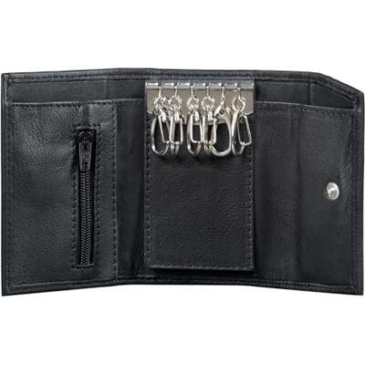 STILORD 'Hendrix' Vintage lederen sleutelhanger organizer portemonnee portemonnee klein etui voor mannen vrouwen sleutelzakje etui, zwart., Portemonnee STILORD 'Hendrix' Vintage lederen sleutelhanger organizer portemonnee portemonnee klein etui voor mannen vrouwen sleutelzakje etui, zwart., Portemonnee