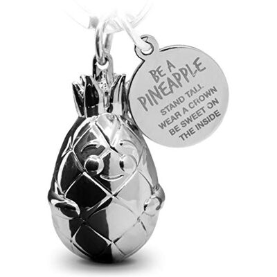 FABACH Ananas sleutelhanger Piny met gravure schattige ananas sleutelhanger motivatie, vriendschap en liefde geluksbrenger van metaal voor vrouwen Be a Pineapple, zilver. FABACH Ananas sleutelhanger Piny met gravure schattige ananas sleutelhanger motivatie, vriendschap en liefde geluksbrenger van metaal voor vrouwen Be a Pineapple, zilver.