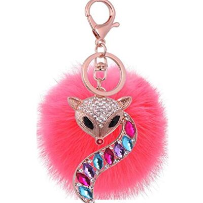 Canarea Pluche sleutelhanger bal glanzend vos strass hanger zakhanger pluche bal elegante pompon zachte pompon sleutelhanger decoratieve pompon gelukscadeau, # 7, 4XL Canarea Pluche sleutelhanger bal glanzend vos strass hanger zakhanger pluche bal elegante pompon zachte pompon sleutelhanger decoratieve pompon gelukscadeau, # 7, 4XL