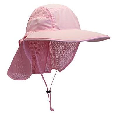 WANYING Hoed/pet safari zonnehoed voor dames heren UV-bescherming met 12 cm brede rand nekbescherming, roze, 56-62 56-62 WANYING Hoed/pet safari zonnehoed voor dames heren UV-bescherming met 12 cm brede rand nekbescherming, roze, 56-62 56-62