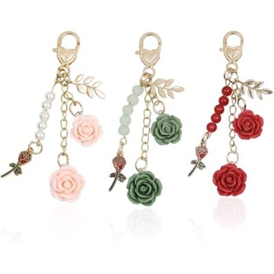 UDNFHL Set van 3 sleutelhangers in de vorm van een bloem, sleutelhanger voor dames, Elee Cole, decoratief, rugzak, meerkleurig, Talla única, modern UDNFHL Set van 3 sleutelhangers in de vorm van een bloem, sleutelhanger voor dames, Elee Cole, decoratief, rugzak, meerkleurig, Talla única, modern