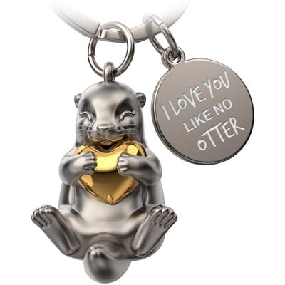 FABACH Otter sleutelhanger met hart, geluksbrenger, cadeau voor vriendin, geliefde, paar, verjaardag, gravure "I Love You Like No Otter", goud, 1 FABACH Otter sleutelhanger met hart, geluksbrenger, cadeau voor vriendin, geliefde, paar, verjaardag, gravure "I Love You Like No Otter", goud, 1