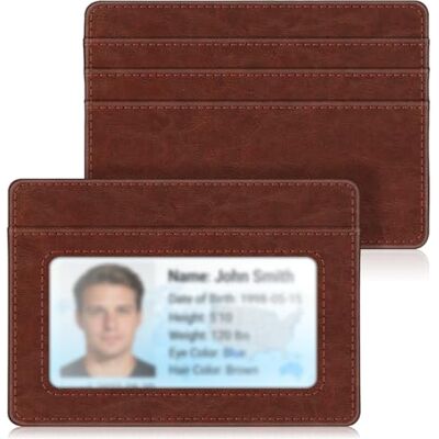 FINTIE Minimalistische slanke portemonnee met voorvak, RFID-blokkering, creditcardhouder met ID-venster voor dames en heren, vintage bruin, S, vintage FINTIE Minimalistische slanke portemonnee met voorvak, RFID-blokkering, creditcardhouder met ID-venster voor dames en heren, vintage bruin, S, vintage