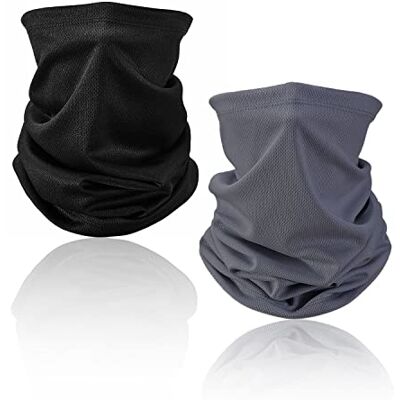 QEEQPF 2 stuks Face Snoods Bandana Hoofdband Multifunctionele Hoeden Nekwarmer Gezicht Afdekking Ademend UV-bescherming Gezicht Verwarmende Stropdassen (Zwart + Grijs) QEEQPF 2 stuks Face Snoods Bandana Hoofdband Multifunctionele Hoeden Nekwarmer Gezicht Afdekking Ademend UV-bescherming Gezicht Verwarmende Stropdassen (Zwart + Grijs)
