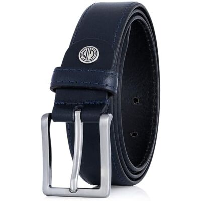 LINDENMANN Heren lederen riem XXL marineblauw 919, Blauw 90 LINDENMANN Heren lederen riem XXL marineblauw 919, Blauw 90