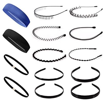 DKBT Haarband Metaal Zwart 14 PCS Haarband Sport voor Dames Mannen Jongens Antislip Elastische Hoofdband Accessoires voor Outdoor Schoonheidsverzorging Makeup DKBT Haarband Metaal Zwart 14 PCS Haarband Sport voor Dames Mannen Jongens Antislip Elastische Hoofdband Accessoires voor Outdoor Schoonheidsverzorging Makeup