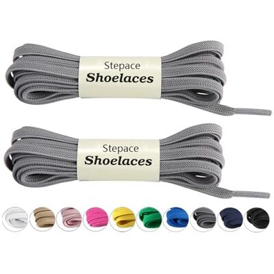Stepace Elastische veters, 2 paar, 6 mm, hoge kwaliteit, platte veters, voor sportschoenen, hardloopschoenen, grijs. 80 Stepace Elastische veters, 2 paar, 6 mm, hoge kwaliteit, platte veters, voor sportschoenen, hardloopschoenen, grijs. 80