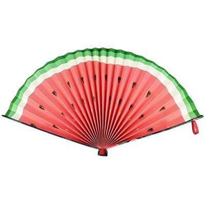 Legami Opvouwbare papieren waaier, sluiting met elastiek, 19,5 x 2 cm (gesloten), thema watermeloen Legami Opvouwbare papieren waaier, sluiting met elastiek, 19,5 x 2 cm (gesloten), thema watermeloen