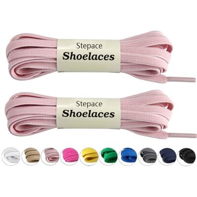 Stepace Elastische veters, 2 paar, 6 mm, hoge kwaliteit, platte veters, voor sportschoenen, hardloopschoenen, Roze 80 Stepace Elastische veters, 2 paar, 6 mm, hoge kwaliteit, platte veters, voor sportschoenen, hardloopschoenen, Roze 80