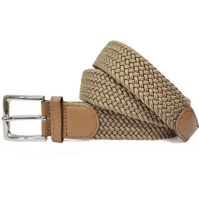 Gloop Elastische stoffen riem Unisex gevlochten elastische riem elastische riem voor vrouwen en mannen breedte ca. 3,5 cm, Lichtbruin 105 Gloop Elastische stoffen riem Unisex gevlochten elastische riem elastische riem voor vrouwen en mannen breedte ca. 3,5 cm, Lichtbruin 105