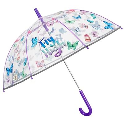 PERLETTI Kleine roze transparante paraplu voor kinderen – reflecterende klokparaplu voor meisjes details – paraplu voor meisjes van 3 4 5 6 jaar kleuterschool – diameter 64 cm, Vlinders PERLETTI Kleine roze transparante paraplu voor kinderen – reflecterende klokparaplu voor meisjes details – paraplu voor meisjes van 3 4 5 6 jaar kleuterschool – diameter 64 cm, Vlinders