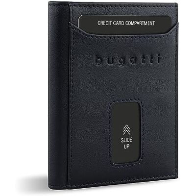 bugatti Secure Slim Mini RFID Nappa lederen portemonnee met XL vak zwart bugatti Secure Slim Mini RFID Nappa lederen portemonnee met XL vak zwart