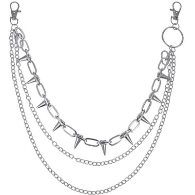 CHUANFU Broekketting, punk hiphop portemonnee ketting met karabijnhaak, lange metalen kettingen voor heren, gothic accessoires voor jeans, riem, portemonnee en sleutels, Legering CHUANFU Broekketting, punk hiphop portemonnee ketting met karabijnhaak, lange metalen kettingen voor heren, gothic accessoires voor jeans, riem, portemonnee en sleutels, Legering