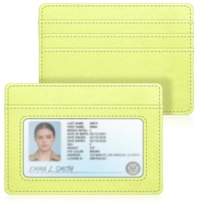 FINTIE Portefeuille mince et minimaliste à poche avant, porte-cartes avec blocage RFID et fenêtre pour carte d'identité pour homme et femme, jaune (citrus) FINTIE Portefeuille mince et minimaliste à poche avant, porte-cartes avec blocage RFID et fenêtre pour carte d'identité pour homme et femme, jaune (citrus)