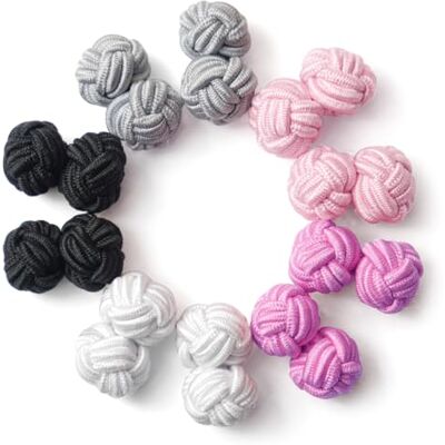 HONEY BEAR manchetknopen, set van 5 paar, gedraaid, zijden, voor mannen en vrouwen HONEY BEAR manchetknopen, set van 5 paar, gedraaid, zijden, voor mannen en vrouwen