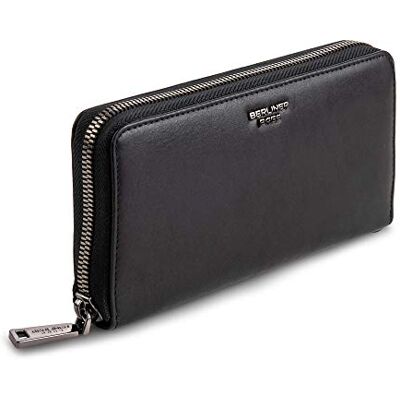 Berliner Bags Lyon Premium lederen portemonnee met RFID-bescherming, portemonnee voor dames, zwart/zwart, Stijlvol Berliner Bags Lyon Premium lederen portemonnee met RFID-bescherming, portemonnee voor dames, zwart/zwart, Stijlvol
