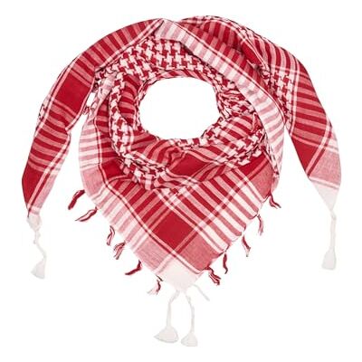 LOVARZI Keffieh Palestijnse heren dames sjaal katoen, Rood en wit, Eén maat Eén maat LOVARZI Keffieh Palestijnse heren dames sjaal katoen, Rood en wit, Eén maat Eén maat