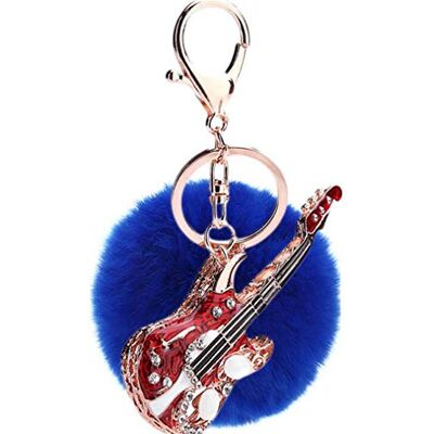 Canarea Decoratieve sleutelhanger in bolvorm, met strass-steentjes en pluche bol, voor auto's, Blauw, XXXXL Canarea Decoratieve sleutelhanger in bolvorm, met strass-steentjes en pluche bol, voor auto's, Blauw, XXXXL
