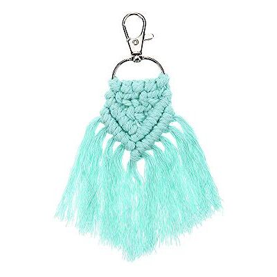 LZHLMCL tas, sleutelhanger, ketting, hanger, handgeweven, met pompon, kleur, Lichtblauw., Taille unique LZHLMCL tas, sleutelhanger, ketting, hanger, handgeweven, met pompon, kleur, Lichtblauw., Taille unique