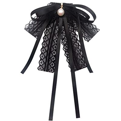 HsentimenH Zwarte strik broche elegante parel vlinderdas broche voor vrouwendag, afstuderen, kostuum vest accessoires, parel HsentimenH Zwarte strik broche elegante parel vlinderdas broche voor vrouwendag, afstuderen, kostuum vest accessoires, parel