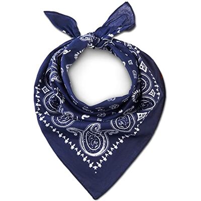 LOVARZI Bandana voor heren, marineblauwe bandana van katoen, blauwe sjaal, biker, stijlvolle sjaal voor dames en heren Eén maat LOVARZI Bandana voor heren, marineblauwe bandana van katoen, blauwe sjaal, biker, stijlvolle sjaal voor dames en heren Eén maat