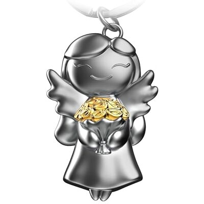 FABACH Beschermengel sleutelhanger met bloemen geluksbrenger sleutelhanger afscheidscadeau collega beschermengel afscheidscadeau, Goud, Modern FABACH Beschermengel sleutelhanger met bloemen geluksbrenger sleutelhanger afscheidscadeau collega beschermengel afscheidscadeau, Goud, Modern