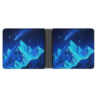 KOAYUBFC Compacte slanke portemonnee met twee kleppen, bergen en sterren rivier lederen portemonnee, minimalistische herenportemonnee met creditcardhouder, muntsleuf KOAYUBFC Compacte slanke portemonnee met twee kleppen, bergen en sterren rivier lederen portemonnee, minimalistische herenportemonnee met creditcardhouder, muntsleuf