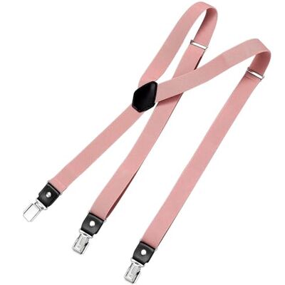 DonDon Smalle bretels voor heren, 2,5 cm, met 3 clips, extra sterke vintage bretels in Y-vorm, roze Eén maat DonDon Smalle bretels voor heren, 2,5 cm, met 3 clips, extra sterke vintage bretels in Y-vorm, roze Eén maat