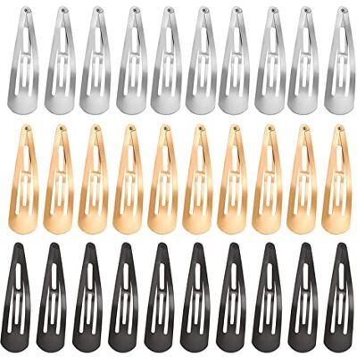 Molyorch 30 stuks haarspelden, grote snap-haarclips van metaal, antislip haarspelden, geschikt voor lang en kort haar (goud, zilver, zwart, 3,14 inch) Molyorch 30 stuks haarspelden, grote snap-haarclips van metaal, antislip haarspelden, geschikt voor lang en kort haar (goud, zilver, zwart, 3,14 inch)