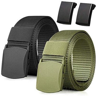 Boneke Nylon Belt, 2 Pack Mannen Militaire Tactische Ademende Belt, snelle doorgang door de luchthaven beveiliging. Metalen gesp+kunststof gesp, Zwart+Groen 51.18 "/ 130cm Boneke Nylon Belt, 2 Pack Mannen Militaire Tactische Ademende Belt, snelle doorgang door de luchthaven beveiliging. Metalen gesp+kunststof gesp, Zwart+Groen 51.18 "/ 130cm