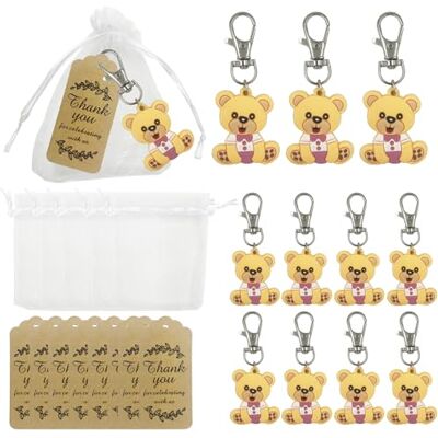 DUGYIRS 30 sets sleutelhangers, babyshower cadeau voor gasten, inclusief sleutelhanger, organza zakjes en bedanklabels voor jongens, meisjes, verjaardag, feestaccessoires (roze beer) DUGYIRS 30 sets sleutelhangers, babyshower cadeau voor gasten, inclusief sleutelhanger, organza zakjes en bedanklabels voor jongens, meisjes, verjaardag, feestaccessoires (roze beer)