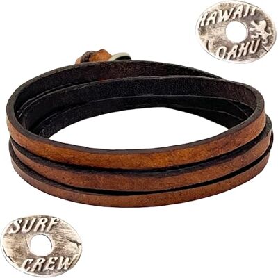LOCAL LEAGUE HAWAII SURF CREW Leren armband voor dames en heren, multi-tower design, verstelbaar tot 95 cm, Made in Europe, Eén maat, Leer, Geen edelsteen LOCAL LEAGUE HAWAII SURF CREW Leren armband voor dames en heren, multi-tower design, verstelbaar tot 95 cm, Made in Europe, Eén maat, Leer, Geen edelsteen