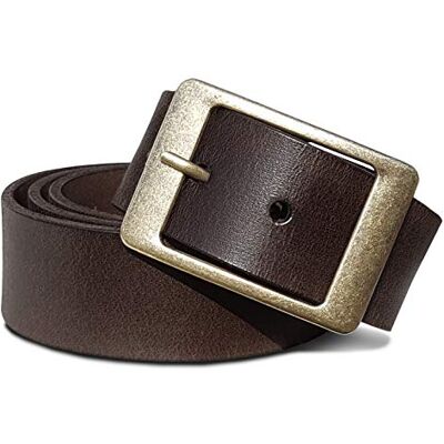 ROYALZ Vintage leren riem voor dames Voor jeans Broek 4 mm dik 38 mm Damesriem, Donkerbruin largeur de ceinture 100 cm = longueur totale 115 cm ROYALZ Vintage leren riem voor dames Voor jeans Broek 4 mm dik 38 mm Damesriem, Donkerbruin largeur de ceinture 100 cm = longueur totale 115 cm