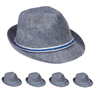 Relaxdays 5 stuks klederdrachthoed Beieren hoed blauw wit touw vilt rand Beieren polyester donkergrijs volwassenen unisex 10031421 Relaxdays 5 stuks klederdrachthoed Beieren hoed blauw wit touw vilt rand Beieren polyester donkergrijs volwassenen unisex 10031421