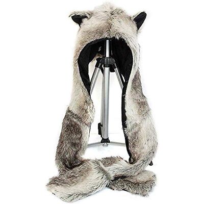 powerking Wolf Dierenhoed, 3-in-1 Functie Volledige Capuchon Dier Hoed Muts met Warme Sjaal Wanten Oren en Poten powerking Wolf Dierenhoed, 3-in-1 Functie Volledige Capuchon Dier Hoed Muts met Warme Sjaal Wanten Oren en Poten