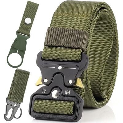 MUCHER Tactische militaire zachte nylon riem met metalen gesp met snelsluiting voor outdoorsporten, kamperen, jacht, ouders, groen, Unicode MUCHER Tactische militaire zachte nylon riem met metalen gesp met snelsluiting voor outdoorsporten, kamperen, jacht, ouders, groen, Unicode