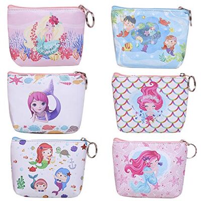 Monsully 6 stuks portemonnees voor dames, zeemeermin-portemonnee, kleine schattige cartoon-handtas met ritssluiting, portemonnee cadeau voor vrouwen en meisjes, 6 stijlen, roze, blauw, wit,, Roze, blauw, wit. Monsully 6 stuks portemonnees voor dames, zeemeermin-portemonnee, kleine schattige cartoon-handtas met ritssluiting, portemonnee cadeau voor vrouwen en meisjes, 6 stijlen, roze, blauw, wit,, Roze, blauw, wit.
