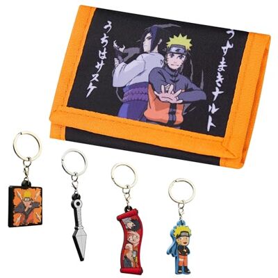 NARUTO Kinderset met portemonnee en sleutelhanger, anime deur, cadeau-idee voor manga NARUTO Kinderset met portemonnee en sleutelhanger, anime deur, cadeau-idee voor manga