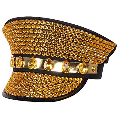 Boland Sunny Vibes 33023 Muts zwart goud met edelstenen Rock Star Punk Lady hoed kostuum carnaval themafeest Boland Sunny Vibes 33023 Muts zwart goud met edelstenen Rock Star Punk Lady hoed kostuum carnaval themafeest