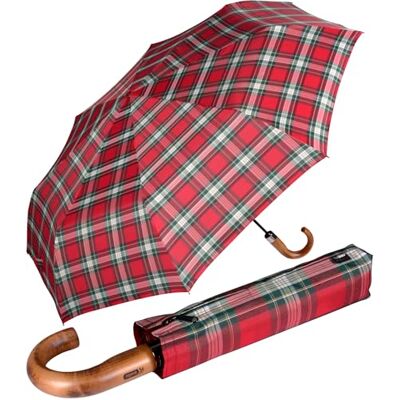 iX-brella IX de Brella Monsieur XXL display 121 cm met echt houten handvat en automatische sluiting, Ruit/Rood iX-brella IX de Brella Monsieur XXL display 121 cm met echt houten handvat en automatische sluiting, Ruit/Rood