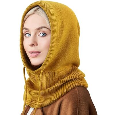 DRESHOW Wintermutsen voor dames, bivakmuts, gebreide beanie, hoofdbedekking met trekkoord, hoed, sjaal met kap, Eén maat Eén maat DRESHOW Wintermutsen voor dames, bivakmuts, gebreide beanie, hoofdbedekking met trekkoord, hoed, sjaal met kap, Eén maat Eén maat