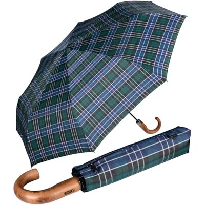 iX-brella IX de Brella Monsieur XXL display 121 cm met echt houten handvat en automatische sluiting, Blauw/Groen iX-brella IX de Brella Monsieur XXL display 121 cm met echt houten handvat en automatische sluiting, Blauw/Groen