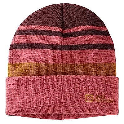 Jack Wolfskin Stripy Knit Beanie K Uniseks kindermuts, Framboos Jack Wolfskin Stripy Knit Beanie K Uniseks kindermuts, Framboos