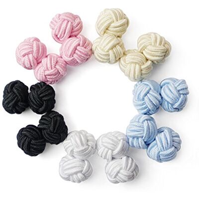 HONEY BEAR manchetknopen, set van 5 paar, gedraaid, zijden, voor mannen en vrouwen HONEY BEAR manchetknopen, set van 5 paar, gedraaid, zijden, voor mannen en vrouwen