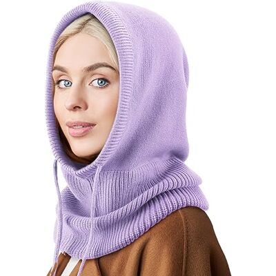 DRESHOW Wintermutsen voor dames, bivakmuts, gebreide beanie, hoofdbedekking met trekkoord, hoed, sjaal met kap, Eén maat Eén maat DRESHOW Wintermutsen voor dames, bivakmuts, gebreide beanie, hoofdbedekking met trekkoord, hoed, sjaal met kap, Eén maat Eén maat