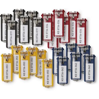 Durable 194927 KEY CLIP, 24 stuks sleutelhangers met naamplaatje, personaliseerbaar, voor sleutelkast, KEY BOX, gesorteerd Porte-étiquette personnalisable pour armoire à clés Key Box, champ d'inscription, Duraprint gratuit, Made in Germany Durable 194927 KEY CLIP, 24 stuks sleutelhangers met naamplaatje, personaliseerbaar, voor sleutelkast, KEY BOX, gesorteerd Porte-étiquette personnalisable pour armoire à clés Key Box, champ d'inscription, Duraprint gratuit, Made in Germany